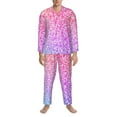 thumbnail image 4 of Bingfone Men'S Pajama Set 2 Piece Loungewear Pjs, Long Sleeve With Pajama Pants-Colorful Glitters, 4 of 9