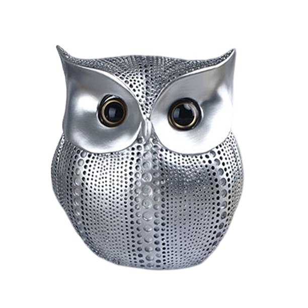 Estatua De Búho Estatua de búho de resina, adorno de escritorio, figuras de animales de lunares, decoración del hogar (plata) Ehuebsd Libre de BPA