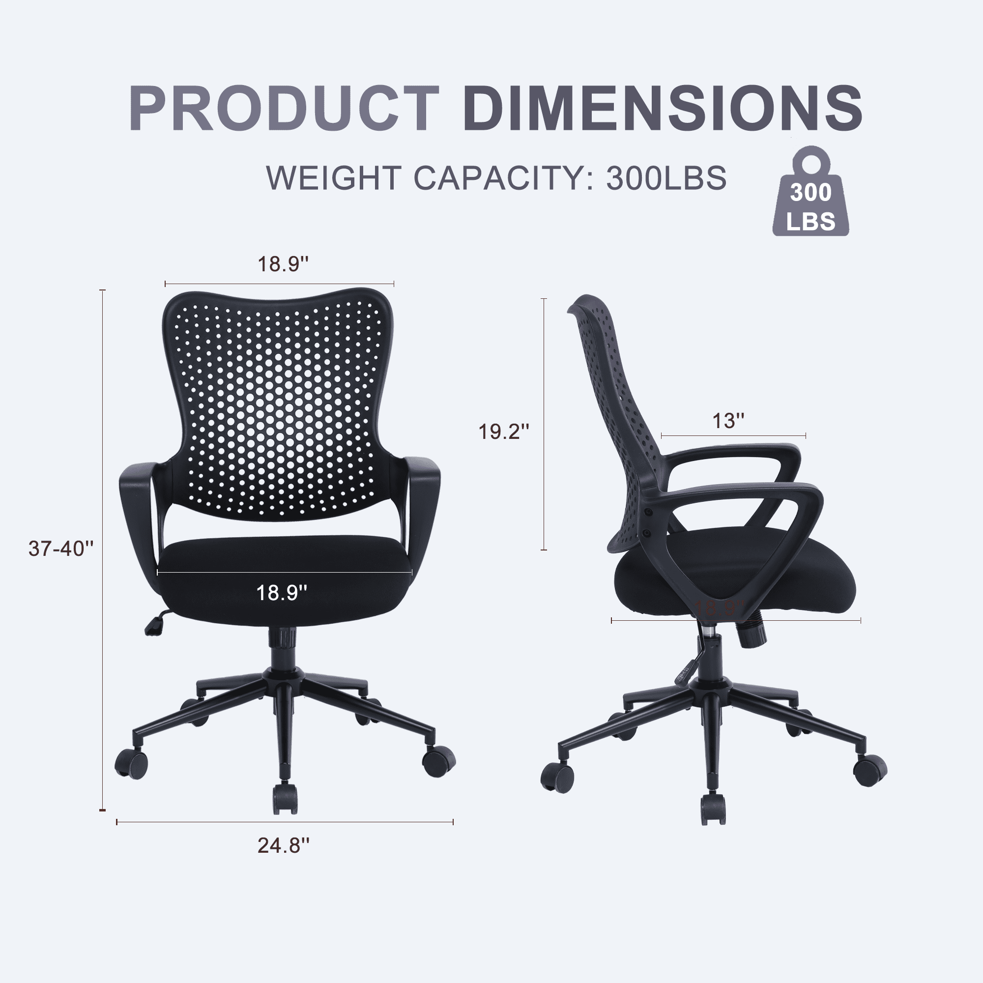 ENYLAY Ergonomic Office Chair, Breathable Mesh Computer Desk Chair with Armrests & Rolling Swivel, Butterfly Back Design Task Chair for Home Office, Adults Teens (Black)