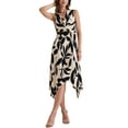 thumbnail image 2 of INSPIRAR CHIC Vestido de Verano para Mujeres Floral Sin Mangas Cuello en V Profundo Dobladillo Irregular Midi Vestidos L Albaricoque, 2 of 6