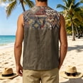 thumbnail image 5 of GrmtClth Mens Outdoor Hiking Sleeveless Vest, Vintage Ethnic Aztec Zigzag Chevron Print V Neck Button Down Patchwork Waistcoat Navy 2XL, 5 of 5