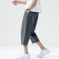 thumbnail image 5 of YUHAOTIN Joggers for Men Green Big and Tall Joggers for Men Men's Linen Capri Pants Lightweight Loose 3/4 Shorts Drawstring Elastic Waist Baggy Wide Leg Casual Beach Yoga Trousers, 5 of 9