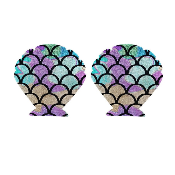 Qarigey 1 par de fundas para pezones, sujetador con purpurina, conjunto de protección para pechos de pétalos de satén, suministros de estilismo, Type3 NO3 Qarigey AP008646-04