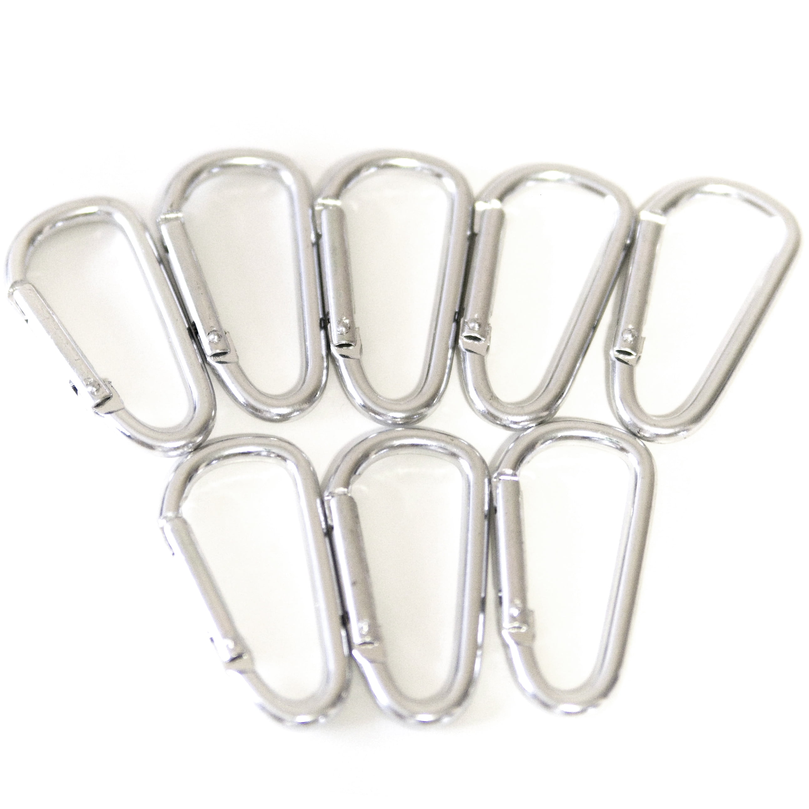 100 pcs - 1-7/8 inch Silver Aluminum Carabiner D Shape Round Edge, Keychain Clip, Spring Snap Key Chain Clip Hook