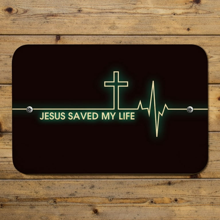 Jesus Saved My Life EKG Heart Rate Pulse Religious Christian Home Business  Office Sign - Wood - 6 x 9 (15.3cm x 22.9cm)