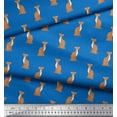 thumbnail image 2 of Soimoi Blue Rayon Fabric Cats Geometric Decor Fabric Printed Yard 42 Inch Wide, 2 of 3