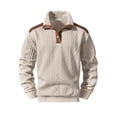 thumbnail image 4 of LYSMORA Men's Knit Stand Collar Button Pullover Sweater, Contrast Splice Elbow Patch Long Sleeve Casual Tops, 4 of 7