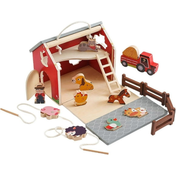 Wooden Farm Playset | Barn | Handcrafted Wooden Farm Toys, Horse for Boy or Girl, Toy for