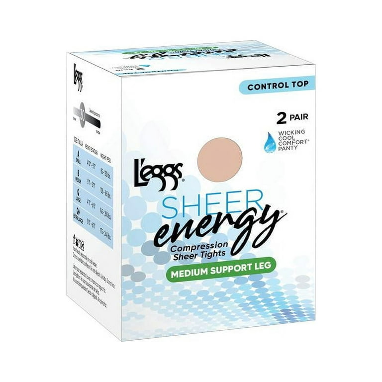 Leggs Sheer Energy Control Top Pantyhose Suntan Size Q+ Queen Plus 1 or 2  Pack 