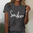 thumbnail image 1 of Fiudx Ofertas Flash Del Día Top/Camisa de Manga Corta con Cuello Redondo y Estampado de Letras para Mujer, 1 of 4