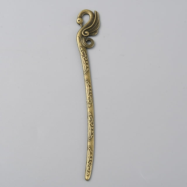Alloy Swan Hair Sticks Vintage Hair Accessories for Woman Antique Bronze 159x21x3.5mm Hole: 4.3mm