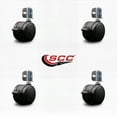 thumbnail image 2 of 2 Inch Black Floor Safe Twin Wheel Casters with Brakes Corner Mount Set of 5 SCC, 2 of 2