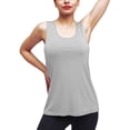 thumbnail image 3 of Tank Tops for Women, Yigetop Workout Tops for Women Yoga Athletic Shirts Long Tank Tops Gym Workout Clothes Workout Tank Tops Woman Grey L, 3 of 8