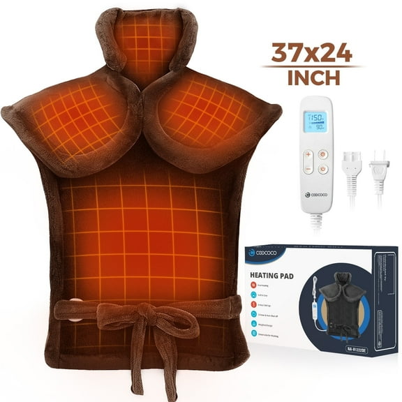 Coococo 24x37 Large Heating Pad for Back and Shoulder, Large Electric Heat Pad for Relief Cramps with 6 Heat Settings Machine Washable
