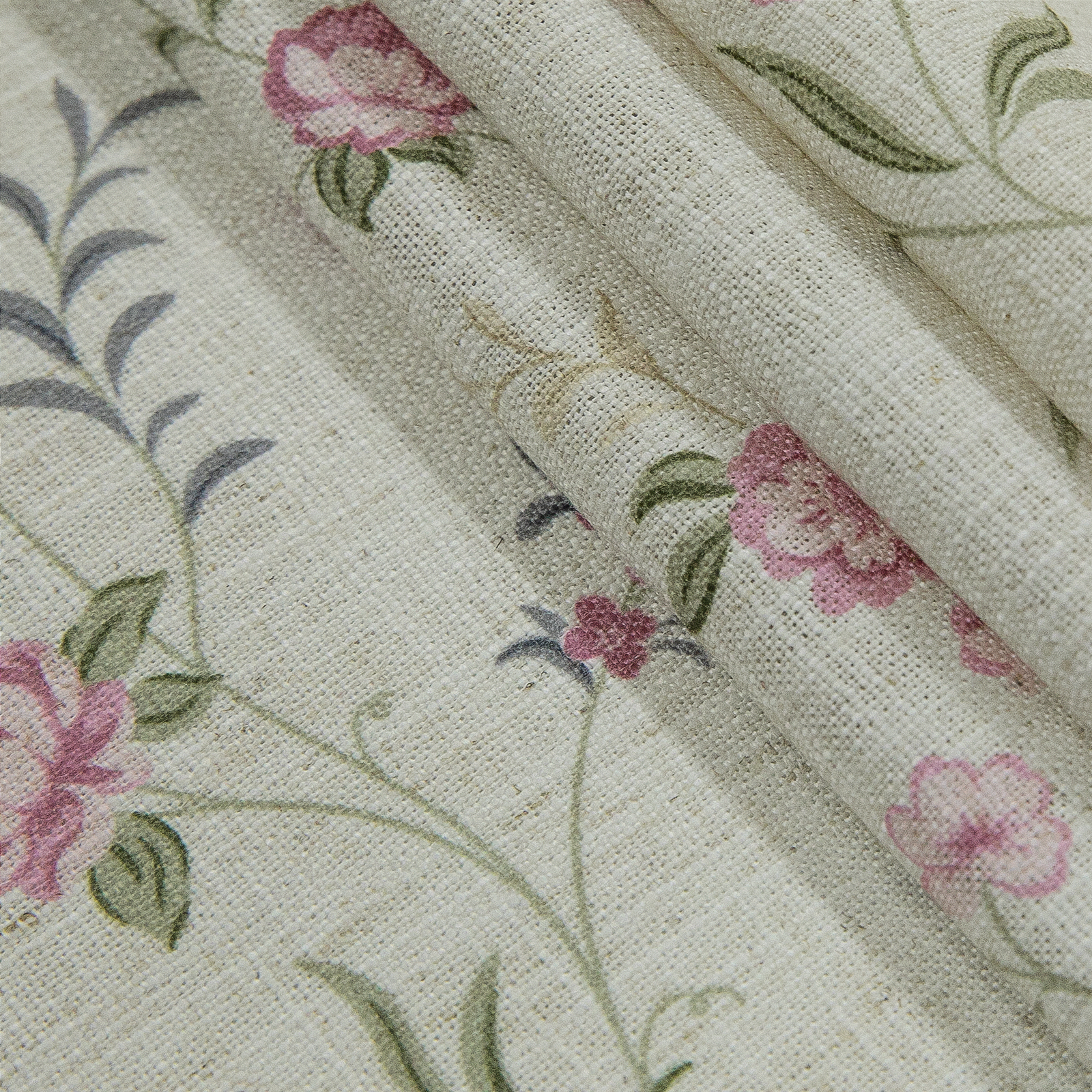 TWOPAGES 52"x96" Linen Blend Drape Country Floral Light Filtering Pinch Pleat Curtain for Kids Room, 1 Panel, Flower