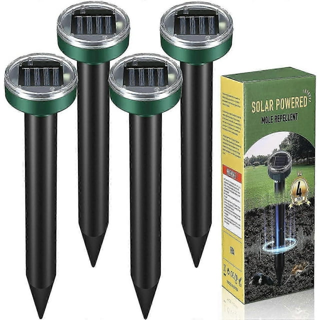 NIKAND Gopher Repellent Ultrasonic Solar Powered - Mole Repellent Stakes Outdoor Pet Safe - Groundhog Repeller Snake Rodent Gopher Spikes Chaser - Son