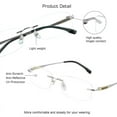 thumbnail image 2 of VisionGlobal Pure Titanium Frame for men/women Blue Light Blocking,Hand-set Diamond Fashion Glasses (Sliver Clear, 4.00 Magnification), 2 of 5