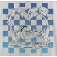thumbnail image 2 of Women's Lilo & Stitch Blue Checkered Palm Trees Racerback Tank Top White Heather Medium, 2 of 4