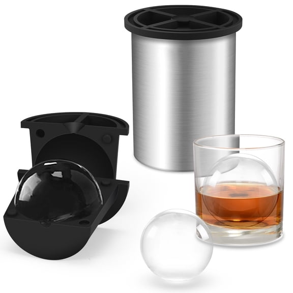 WIBIMEN Clear Ice Ball Maker, 2.5" Stainless Steel Clear Ice Cube Mold for Whiskey, Cocktails, Bourbon, Old Fashioned Drinks and Gifts