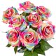 thumbnail image 3 of 8 rosas artificiales de arcoíris para el día de San Valentín, rosas artificiales de seda de arcoíris de tacto real, rosas falsas, 3 of 5