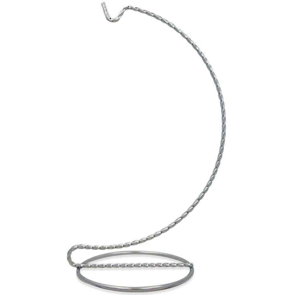 BestPysanky Twisted Curved Silver Tone Metal Holder Ornament Stand 7.5 Inches