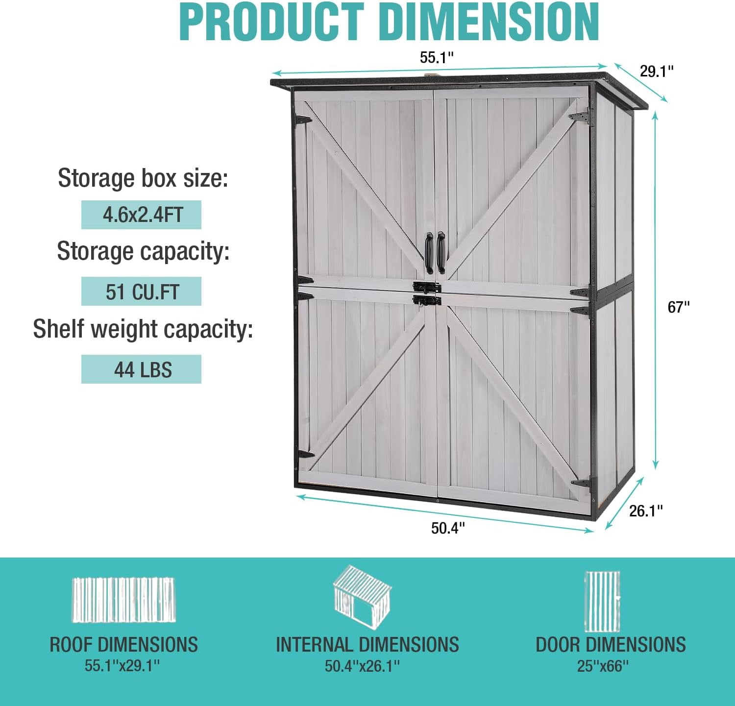 MEDEHOO  Outdoor Storage Cabinet with Adjustable Shelves, Large Metal Frame Garden Shed for Bike & Tool Storage, Lockable Waterproof Vertical Cabinet Box for Backyard, Patio, Lawn, Deck