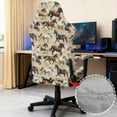 thumbnail image 3 of SCRAWLGOD Vintage Running Horse Print Beige Print Gaming Chair Cover with Armrest Cover, Universal Rotating Chair Cover Anti Slip Computer Chair Slipcovers Gaming Chair Protection with Elastic Band, 3 of 7