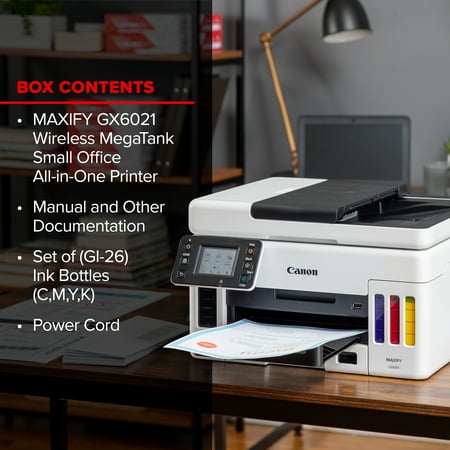 Canon - MAXIFY MegaTank GX6021 Wireless All-In-One Inkjet Printer - White