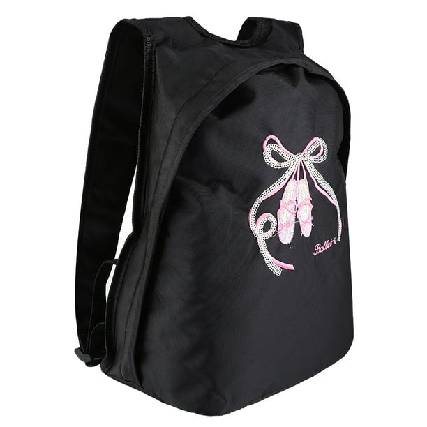 Mochila de danza de ballet para niñas Bolsa deportiva con cremallera y hombro para niños (negro)