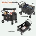 thumbnail image 6 of PNKKODW Wagon Stroller for 4 Kids with Canopy, All-Terrain Foldable Cart with Adjustable Push/Pull Handle, for Beach, Camping, Black, 6 of 7