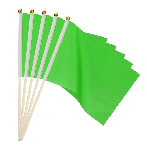 Uxcell 16 Pcs Green Flags Game Solid Green Flags Small Mini Flags on Stick