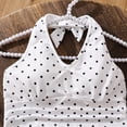 thumbnail image 5 of Girls 2-Piece Outfit Polka Dots Halter Neck Crop Top & Tiered Ruffle Skirt Set Cute Casual Summer Clothes for Kids White 9-10 Years, 5 of 6