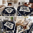 thumbnail image 6 of 5x7 Washable Area Rug, Ethnic Style Pattern Non-Slip Large Rectangle Rug for Living Room Bedroom, Vintage Black Weaving Abstract Indoor Floor Mat for Home Decor, 6 of 9