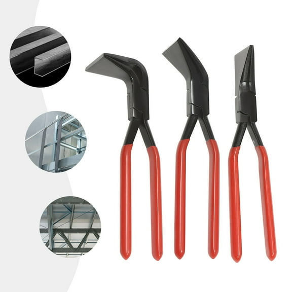 3-Pieces 0° 45° 90° Hand Seamers Sheet Metal Bending Pliers Hand Tool Red/ Black - Carbon Steel