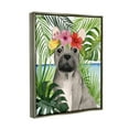 thumbnail image 4 of Stupell Industries Tropical French Bulldog Animals & Insects Painting Gray Floater Framed Canvas Art Print Wall Art, 25 x 31, 4 of 10