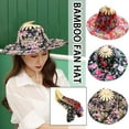 thumbnail image 2 of VtiswUws Bamboo Foldable Hand Fan Sun Hat Foldable Bamboo Fan Hat For Traveling ▲ю υ: [б, 2 of 8