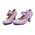 thumbnail image 2 of SACFOF Women's Low Kitten Heel Mary Jane Oxfords Pumps Comfortable Ankle Strap Dress Shoes with Bow, 2 of 6