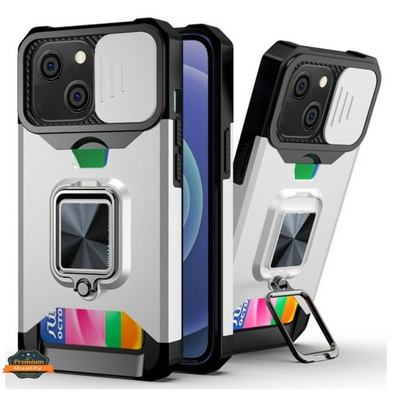 For Apple iPhone 16 Pro Max (6.9") Wallet Designed with Camera Protection, Card Slot & Ring Kickstand Magnetic Car Mount Phone Case Cover by Xpression - Silver