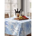 thumbnail image 6 of Watercolor Blue Floral Table Cloth, Blue Ombre Botanical Summer Waterproof Tablecloth for Rectangle Tables, Reusable Washable Fabric Table Cover for Restaurant Kitchen Dining Tables 52"x70", 6 of 6