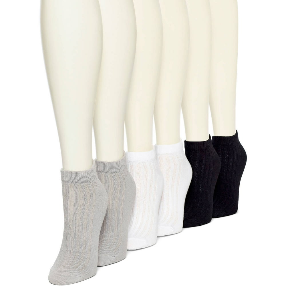No nonsense Women's soft & sensible rib low cut socks 6 pack