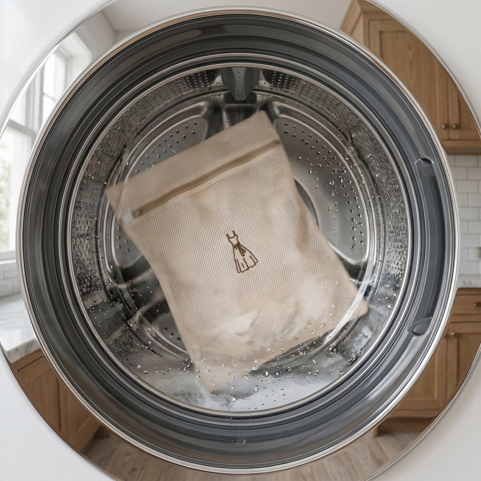 Unique Bargains 4Pcs Durable Mesh Zipper Closure Laundry Bags Beige