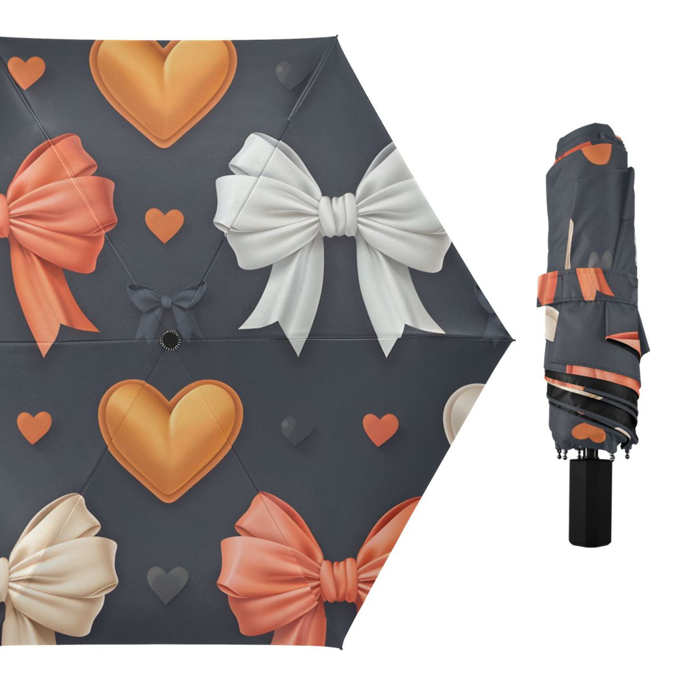 ALAZA Beautiful Bows UPF 50+ Compact Folding Umbrella for Rain Travel Umbrella Packable