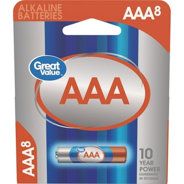 Great Value AAA Batteries (8 Pack), Triple A Alkaline Batteries (Plastic Free Packaging)