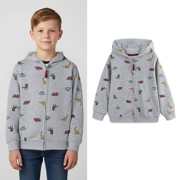 Boys' Sweatshirts Long Sleeve Dinosaur Zip up Hoodie Boys Lightweight Jacket Boys Sweatshirts Size 4-5 years