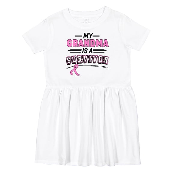 Inktastic My Grandma is a Survivor Breast Cancer Awareness Girls Toddler Dress