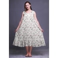 thumbnail image 2 of Bimba Chemises de Nuit Blanches en Coton Imprimé Feuilles Florales et Pivoines pour Femmes Robe Sans Manches Tenue de Nuit Robe Maxi Petit, 2 of 6