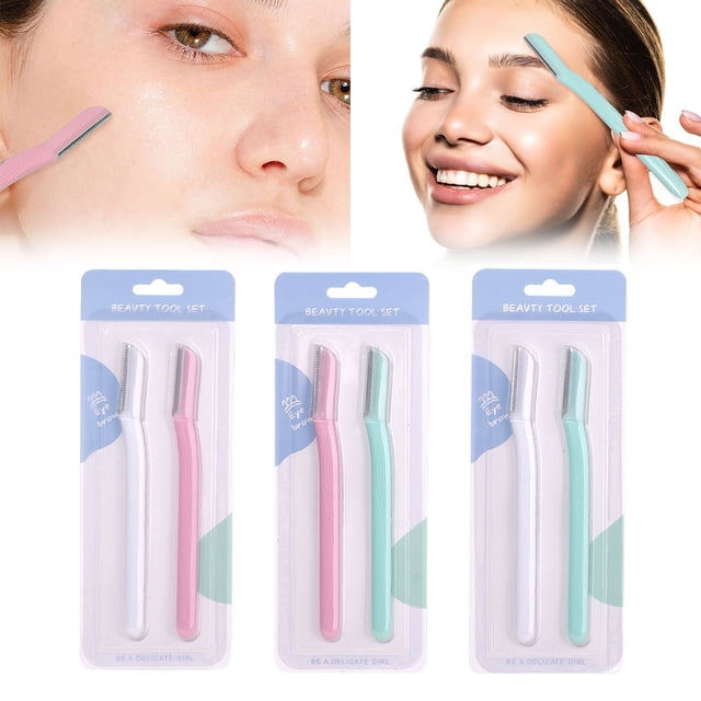 Facial For Face. Eyebrow For Sensitive Skin Multipurpose Face Shavers For S Face Lips & Eyebrows 6Pcs,Pink Eyebrow White