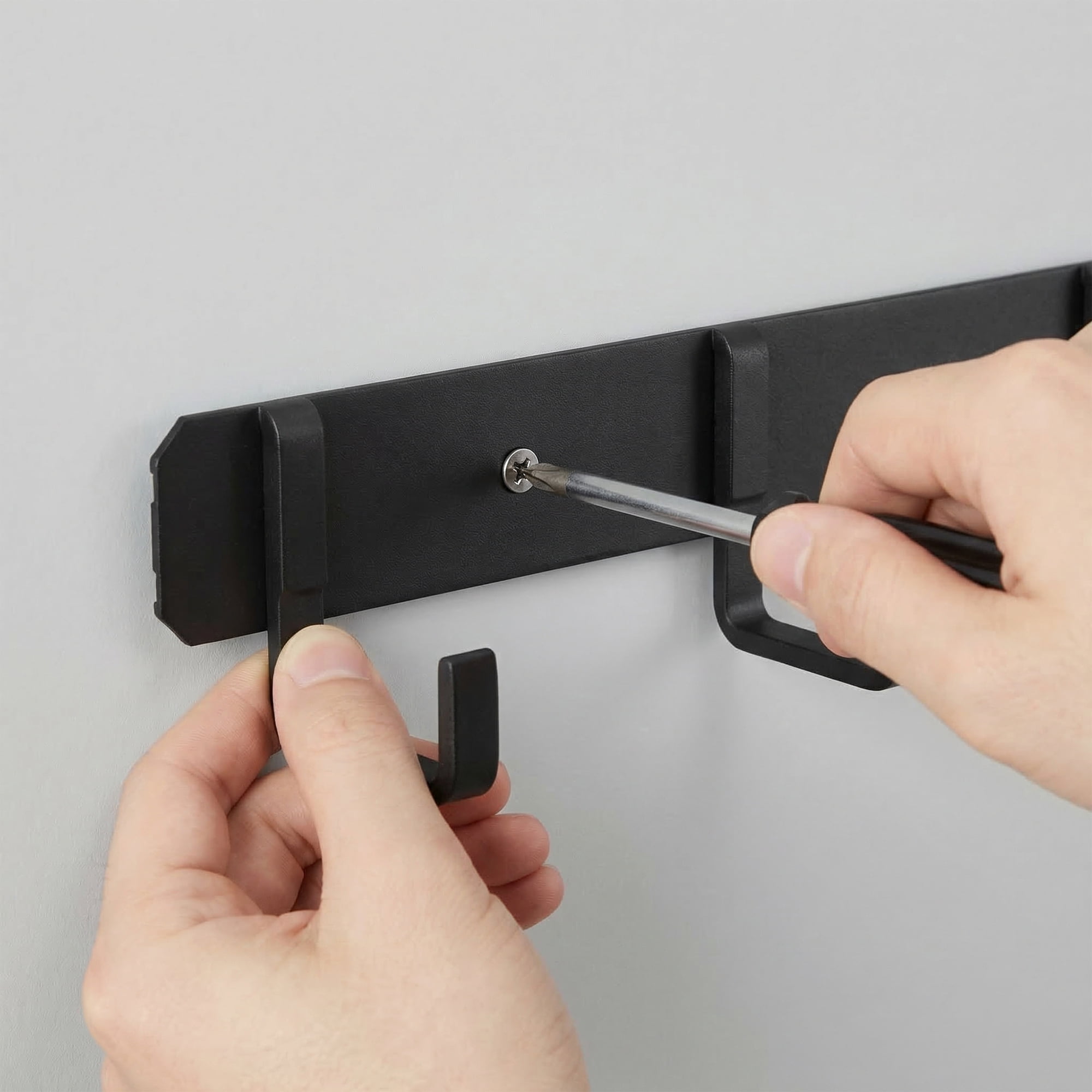Unique Bargains Coat Rack Wall Mount Metal Wood 5 Hooks for Entryway Bathroom Black