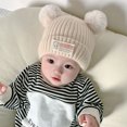 thumbnail image 4 of Infant Toddler Hat Soft Warm Hat Solid Color Winter Double Pom Wool Knitted Cap for 3-30 Months Old Kids, 4 of 9