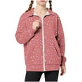 thumbnail image 2 of AUNVITO Windbreaker Jacket Loose Fit for Boys & Girls 5-15Y French Terry Stand Collar Winter Coat with Pockets Solid Color Casual Outdoor Wear, 2 of 6